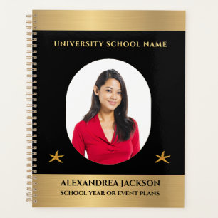 Custom Gold Black Elegante Foto personalisieren Planer