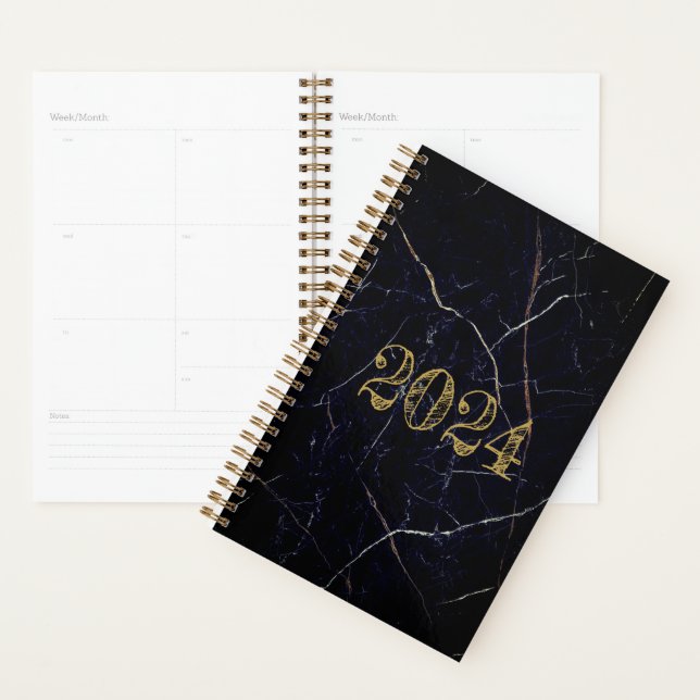 Custom Gold Black MARBLE Calendar Monthlly Planer (Anzeige)
