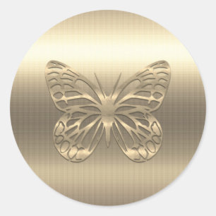 Custom Gold Butterfly Animals Runder Aufkleber