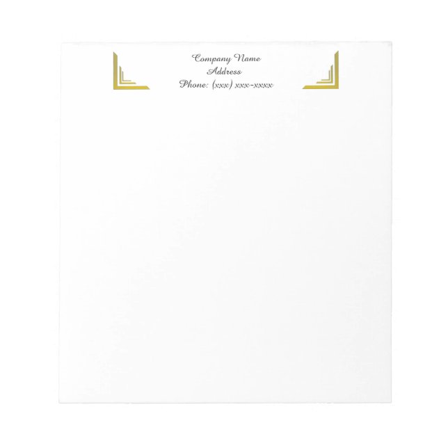 Custom Gold Corner Business Notepad Notizblock (Vorderseite)