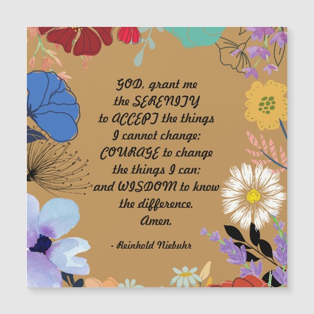 Custom Gold Floral Serenity Gebet Magnet (Vorderseite)