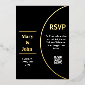 Custom Gold Foil Moderne Schwarz-Weiß Hochzeit Folieneinladung