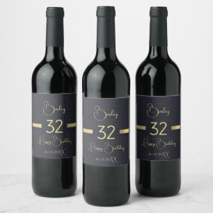 Custom Gold Geburtsname Black Wine Label Weinetikett