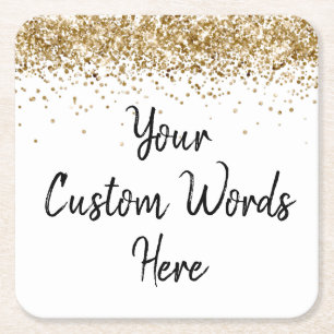 Custom Gold Geburtstagsparty Anniversary Abschluss Rechteckiger Pappuntersetzer