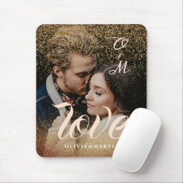 Custom Gold Glitzer Couple Foto Mit Monogramm Mousepad