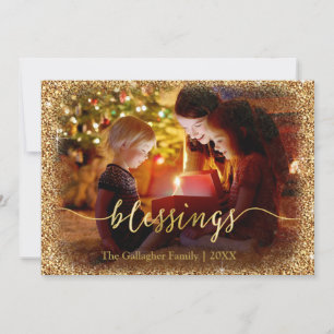 Custom Gold Glitzer Segen Foto Weihnachten