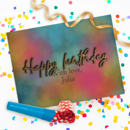 Custom Gold Glitzer Trendy Script Happy Birthday Postkarte