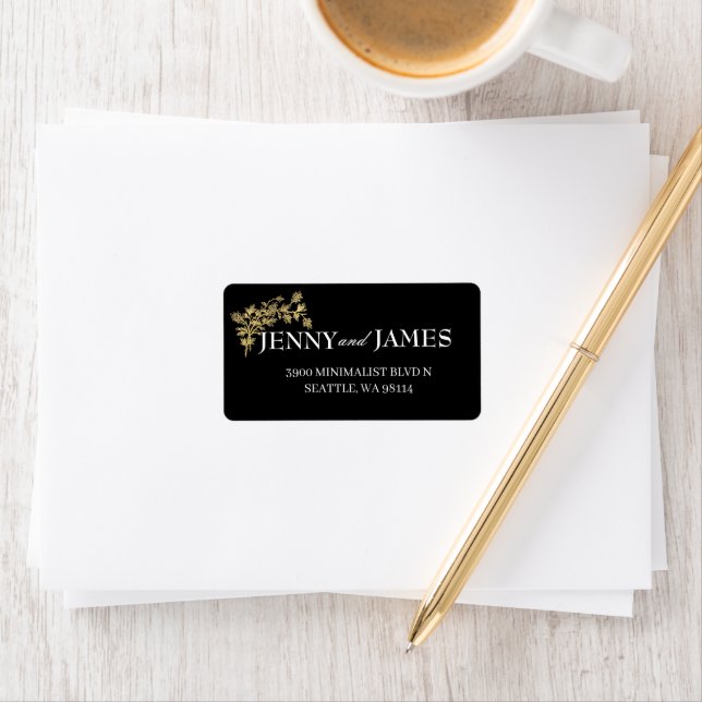 Custom Gold Imitate Foil Luxury Botanische Adresse Adressaufkleber (Insitu)