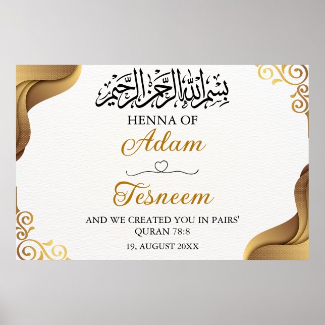 Custom Gold Islamic Henna Party Poster (Vorne)