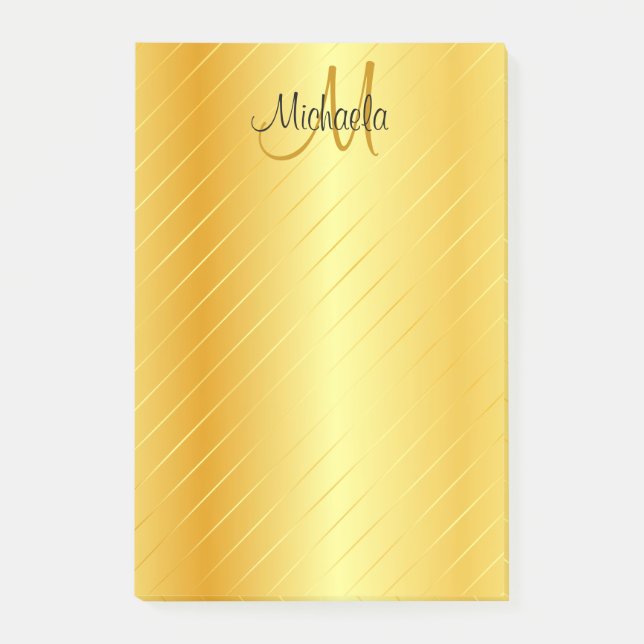 Custom Gold Look Monogram Moderne Elegant Post-it Klebezettel (Vorderseite)