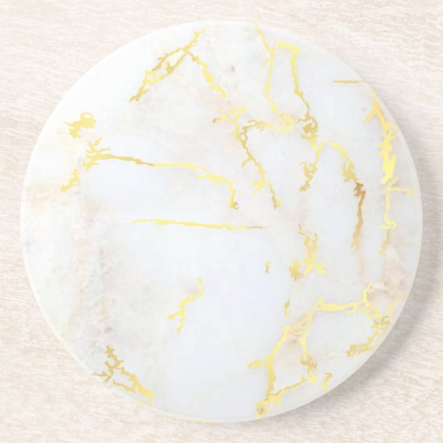 Custom Gold Marble Elegant Trendy Template Getränkeuntersetzer (Vorne)