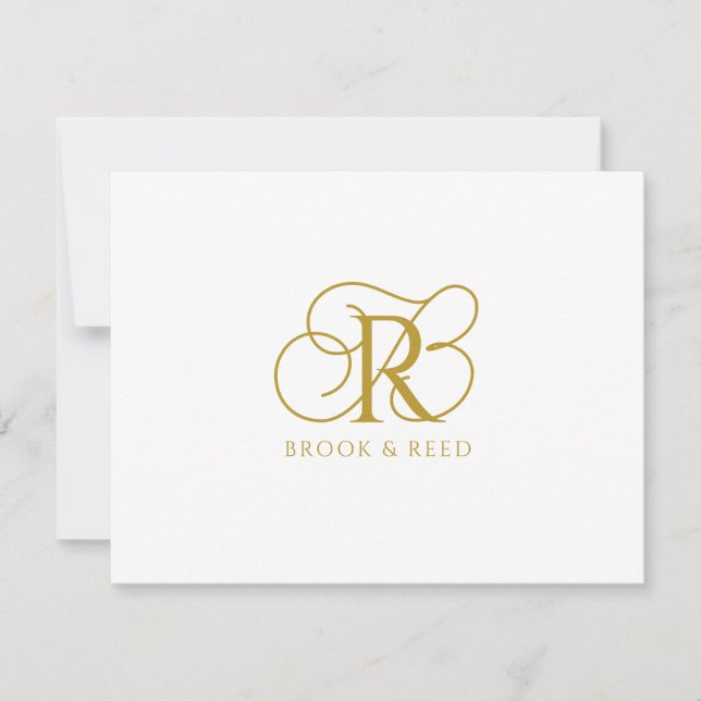 Custom Gold Monogram Initials Couple Names Mitteilungskarte (Vorderseite)