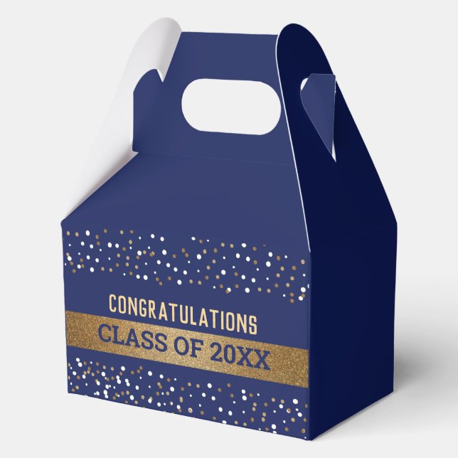 Custom Gold Royal Blue Graduate Class Year Geschenkschachtel (Vorderseite)
