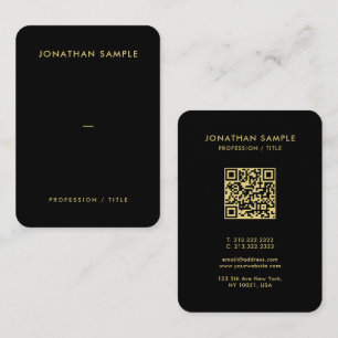 Custom Gold Schriftart QR Code Black Premium Silk Visitenkarte