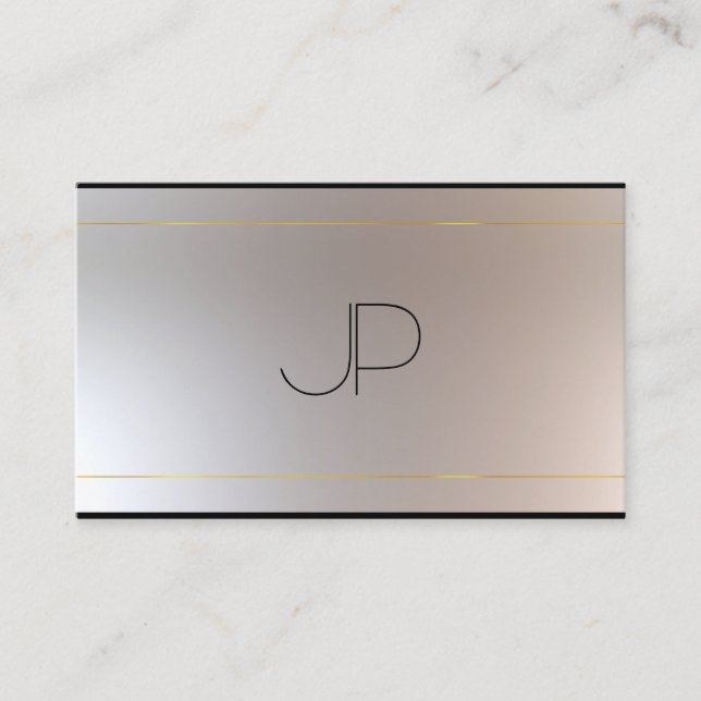 Custom Gold Silver Look Moderne Monogram Elegant Visitenkarte (Vorderseite)