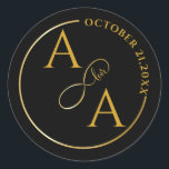 Custom gold Sticker for wedding infinity love<br><div class="desc">Celebrate everlasting love with this elegant custom wedding infinity love sticker. Featuring a timeless infinity symbol combined with a romantic heart motif, this design is perfect for sealing wedding invitations, favor bags, thank-you cards, or gifts. Personalize it with your names, wedding date, or a short message to create a memorable...</div>