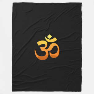 Custom Gold Sun Meditation Yoga Om Mantra Symbol Fleecedecke