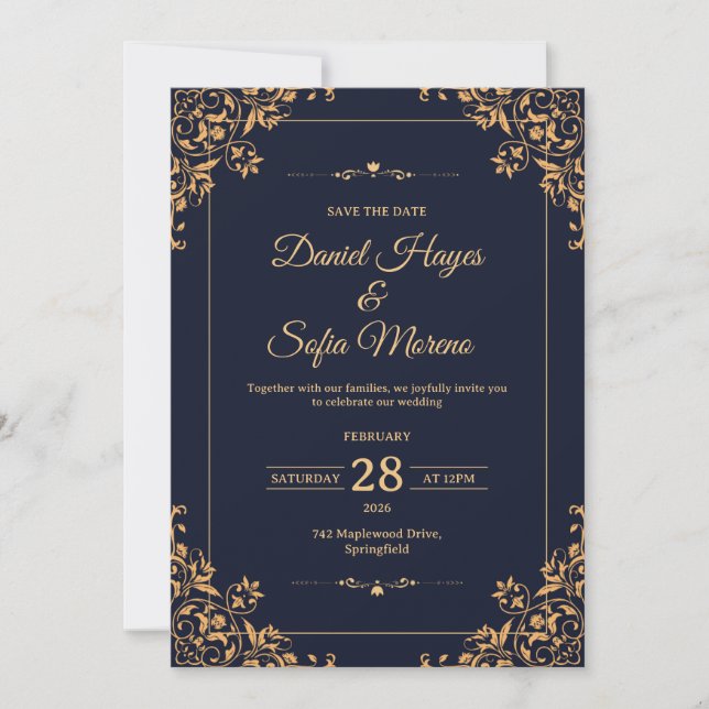 Custom Gold Wedding Invitation |  Einladung (Vorderseite)