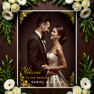 Custom Gold Wedding Welcome Sign with Photo  Acrylschild