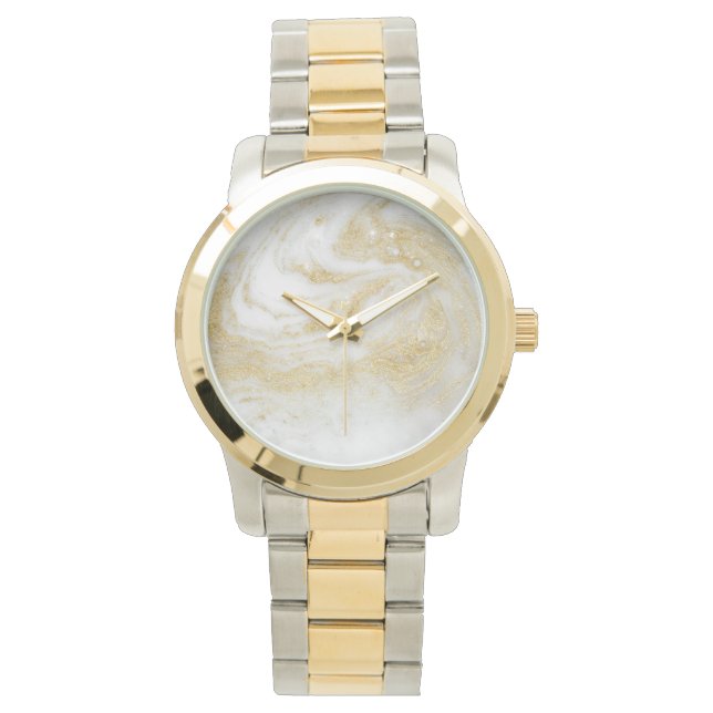 CUSTOM GOLD WHITE MARBLE INSPIRIERT ARMBANDUHR (Vorderseite)