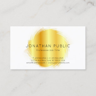 Custom Gold White Moderne Elegante einfache Vorlag Visitenkarte