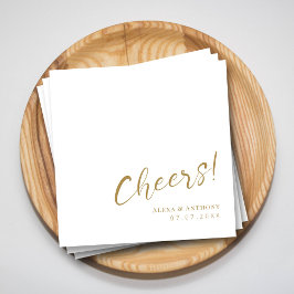 Custom Gold & White Wedding Napkins - Chef! Serviette