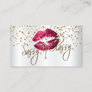Custom - Golden Confetti & Hot Pink Lippen Visitenkarte