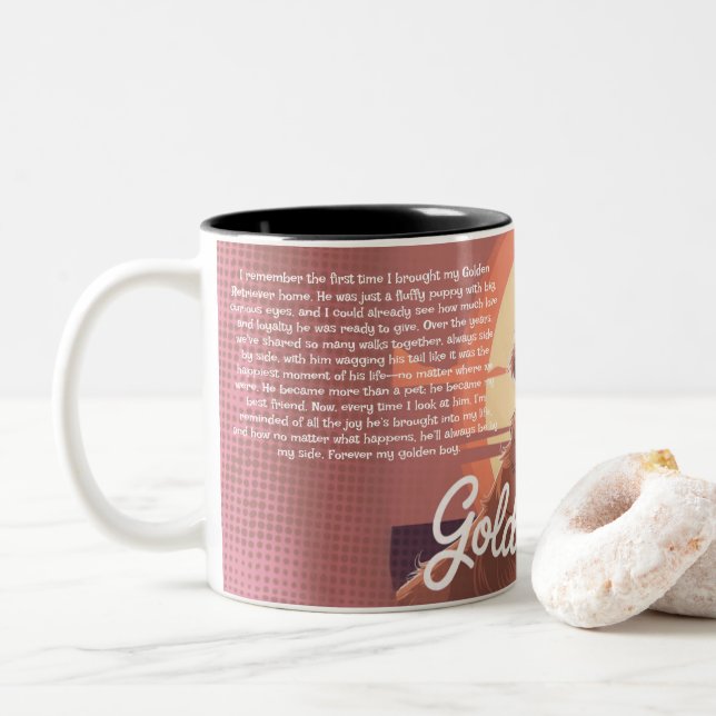 Custom Golden Retriever Mug Heartfelt Memory (Avec donut)