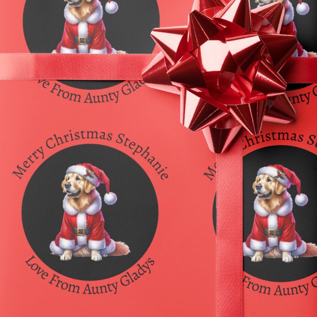 Custom Golden Retriever Red Christmas Geschenkpapier (Von Creator hochgeladen)