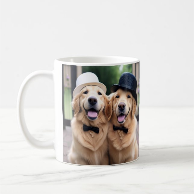 Custom Golden Retriever Wedding Tasse (Links)