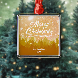 Custom Golden Snow Friedlich Forest Frohe Weihnach Ornament Aus Metall
