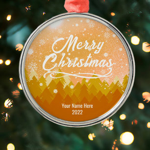 Custom Golden Snow Friedlich Forest Frohe Weihnach Ornament Aus Metall