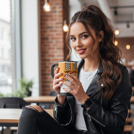 Custom Golden Yellow & Black Auto Race Strip Reisebecher