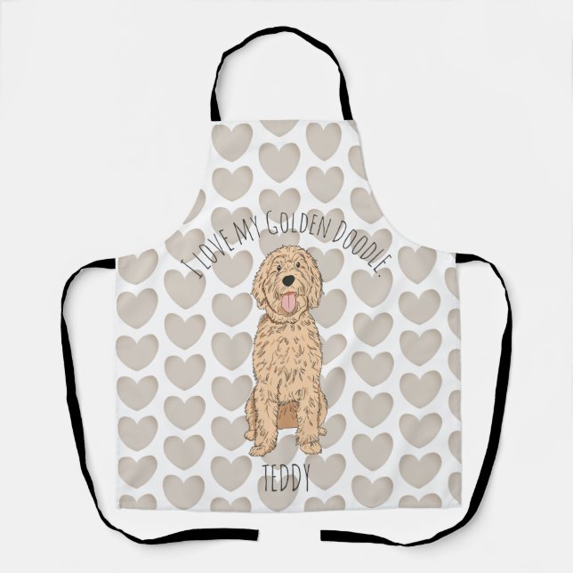 Custom Goldendoodle Whimsical Pattern Personalized Schürze (Vorderseite)