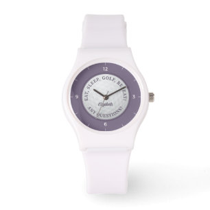 Custom Golf Ball Sports Golfer Zitat Lila Chic Armbanduhr