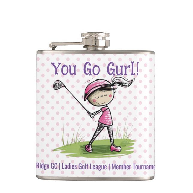 Custom Golf Club Ladys League Vinyl Flask Flachmann (Vorderseite)