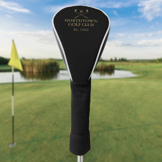 Custom Golf Club Name Black and Gold Headcover