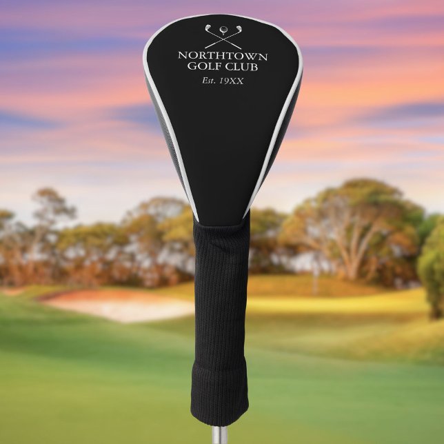 Custom Golf Club Name Schwarz / Weiß Headcover (Custom Golf Club Name Black And White Golf Head Cover)