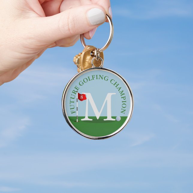 Custom Golf Future Golfspiel Champion Schlüsselanh Schlüsselanhänger (Add the initial of your future golfing champion to this lovely premium keychain)