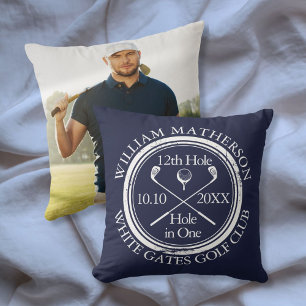 Custom Golf Hole in einem Foto Navy Blue Kissen