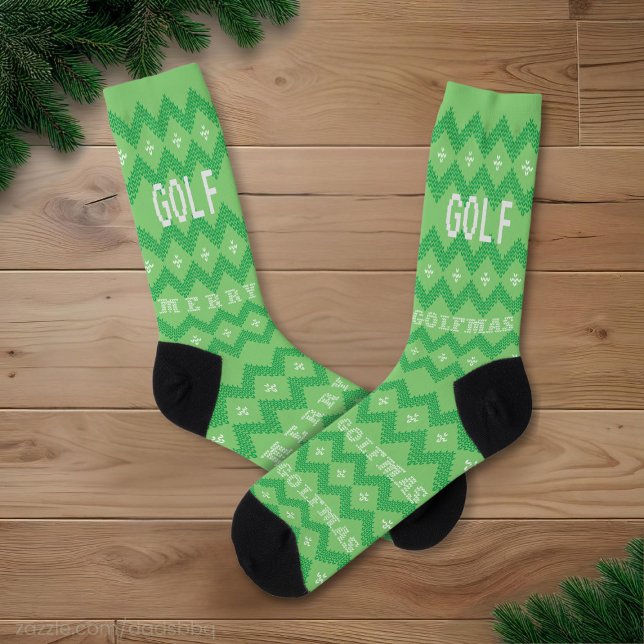 Custom Golf Merry Golfmas Grüne Weihnachtssocken Socken (Merry Golfmas! And here's the socks to wear. Just add your initials)