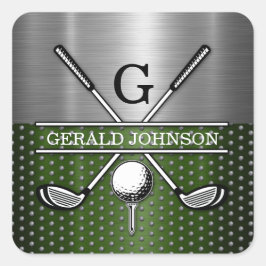 Custom Golf Monogram Design Quadratischer Aufkleber
