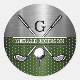 Custom Golf Monogram Design Runder Aufkleber
