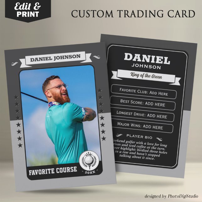 Custom Golf Trading Card, Personalized Golfer Card Telefonnummerkarte (Custom Golfer Trading Card, Golf Trading Card Custom Gifts for Golfers, Retro Golf Card)