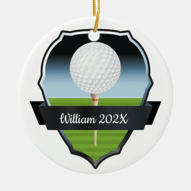 Custom Golf Weihnachtsbaum Keramik Ornament (Vorne)