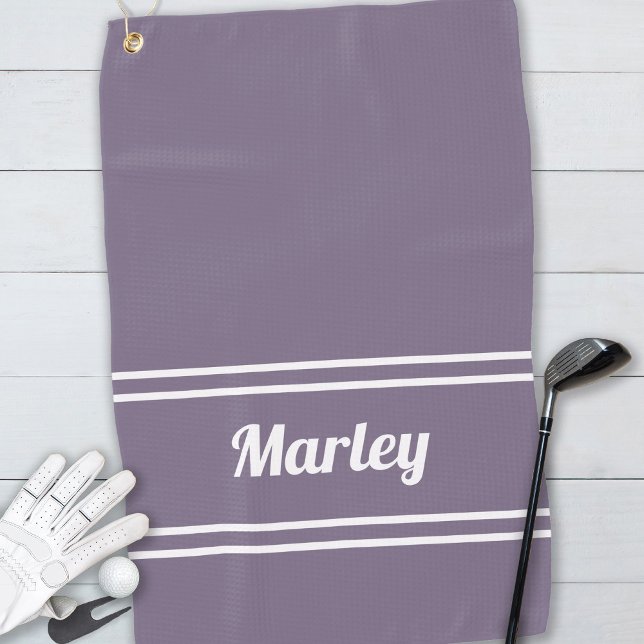 Custom Golfer Pro Sports Classic Name Chic Lila Golfhandtuch (Custom Golfer Pro Sports Classic Name Chic Purple Golf Towel)