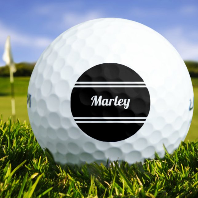 Custom Golfer Sports Classic Name Monogram Black Golfball (Von Creator hochgeladen)