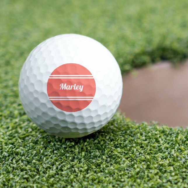 Custom Golfer Sports Classic Name Monogram Coral Golfball (Von Creator hochgeladen)