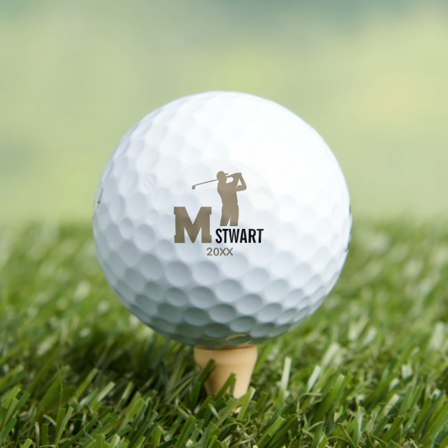 Custom GolfPlayer M Modernes Monogramm Golfball (Insitu T-Shirt)