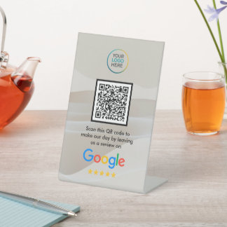 Custom Google Reviews QR Code Acrylic Sign Sockelschild